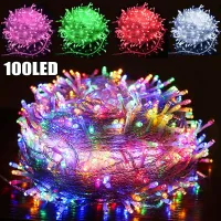 พวงมาลัยกลางแจ้งกันน้ำสายไฟประดับนางฟ้า100สีสันสดใส LED พวงมาลัยไฟสายประดับตกแต่งงานเลี้ยงในสวน