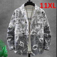 Plus ขนาด8XL 10XL Denim แจ็คเก็ตผู้ชายฤดูใบไม้ผลิ Denim Coat Letter Graffiti Streetwear Jean แจ็คเก็ตชายขนาดใหญ่9XL 10XL