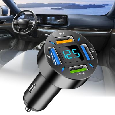 【LZ】❦  1pc Car Charger Adapter 4Ports PD USB LED Display QC 3.0 Fast Charging Accessories 66W Car Gadgets and Accessories