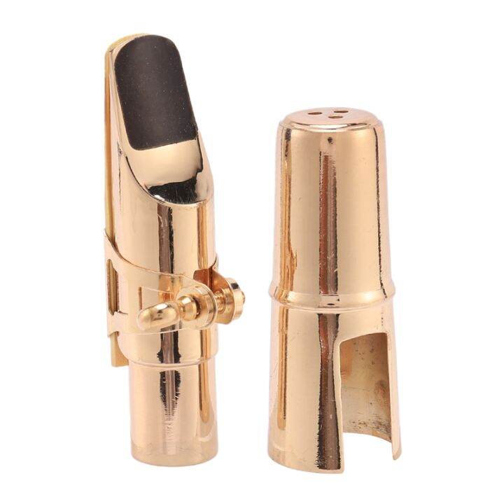 Golden Alto Sax Saxophone Mouthpiece with Cap and Ligature Musical
