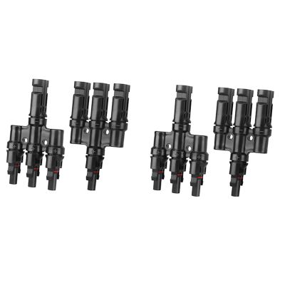 1Set Solar Male and Female MMMF+FFFM, 3 to 1 Branch Connectors Black IP67 Branch Connectors