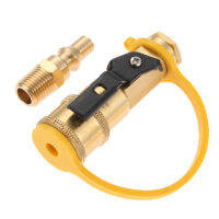 3pcsset 14" RV Propane Quick Connect 2-way Y Splitter Adapter Solid Brass Trailer Shutoff Valve &amp; Full Flow Male Plug Gas Part