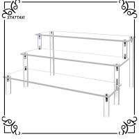 STATTAXI โปร่งใสโปร่งใส ตัวยกจอแสดงผลอะคริลิค สี่เหลี่ยมมุมฉาก ชั้น3ชั้น ขาตั้งจอแสดงผลที่ชัดเจน ตัวจัดระเบียบน้ำหอม ชั้นวางจิวเวอรี่ คอลเลกชันตัวเลขป๊อป