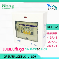 ตู้คอนซูมเมอร์ยูนิต NANO PLUS เมนกันดูด+5ช่อง (ราคารวมเมน RCBO+ลูกย่อย4ลูก) (1ชิ้น/กล่อง)