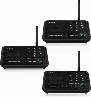 Wuloo Intercoms Wireless for Home 5280 Feet Range 10 Channel 3 Code, Wireless Intercom System for Home House Business Office, Room to Room Intercom, Home Communication System (3 Packs, Black)