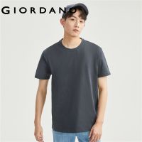 HOT ●8-18ↂ GIORDANO ผู้ชาย เสื้อยืดคอกลมแขนสั้นผ้าฝ้ายถักสีทึบ Free Shipping 01023419