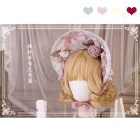 Handmade Dream Back Versailles Bonnet BB Sun Hat Lolita Headdress BNT Vintage Lolita Princess Lace Bow Rose Bandge Top Hat