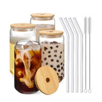 Creativ Milk Glass Cup With Lid and Straw Bubble Tea Cup Transparent Beer Coffee Cup High Borosilicate Glass Drinkware