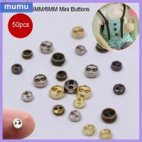 MUMU 50pcs 3/4/5/6mm แฮนด์เมด เครื่องประดับ หัตถกรรม เย็บเสื้อผ้า Pullip บลายธ์ ปุ่มโลหะขนาดเล็ก เสื้อผ้าตุ๊กตา DIY