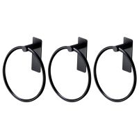 Towel Ring/Hand Towel Holder - Self Adhesive Round Towel Rack Black Hand Towel Bar for Bathroom, Stainless Steel