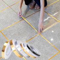 50m/Roll Brushed Gold Silver Floor Edging Waterproof Seam Wall Stickers Wall Gap Ceiling Home Decoration Self-adhesive Tile Tape Vinyl Flooring