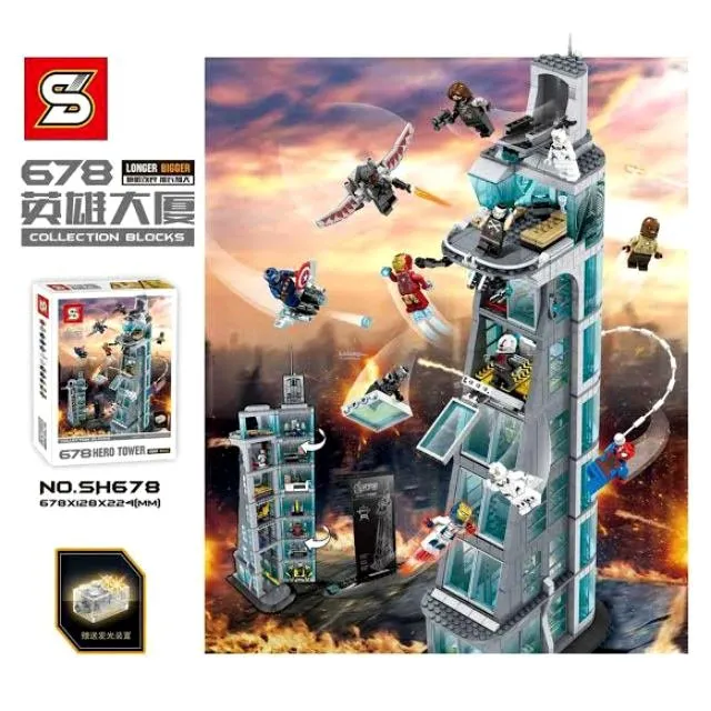 Lego lắp ráp SY 678 ( Mô Hình Tòa Tháp 7 Tầng Căn Cứ Avengers 1209 Mảnh )