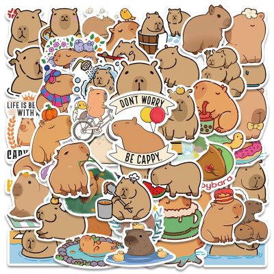 Plump Capybara Cartoon Cute Brown Animals Stickers Scrapbook Laptop Phone Luggage Diary Car Motorcycle Sticker Kid Toy