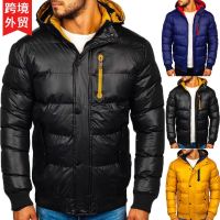 [COD] Cross-border European version winter mens short and trendy brand matching casual jacket foreign trade hooded thickened warm