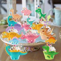 Cute Cartoon Dinosaur Cake Topper Jungle Safari Dino Birthday Cake Surround Kids Boys Happy Dinosaur Birthday Party Cake Decor