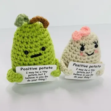 Positive Potato Handmade Crochet Potato Plush with Inspiring Card Funny  Gifts