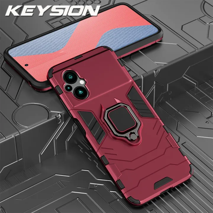 Keysion Shockproof Armor Case For Xiaomi Poco M5 M5s Silicone Pc Metal Ring Stand Phone Back 3823