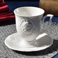 European Retro Ceramic Coffee Cup and Plate Set 350ml Personalized Embossed Pattern Water Tea Mug 350ml