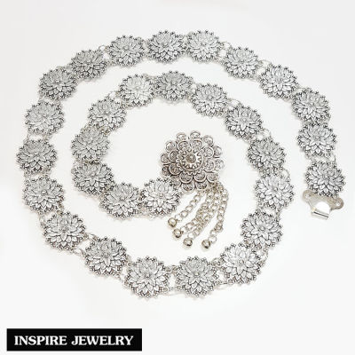 Inspire Jewelry ,เข็มขัดเทียมเงิน รมดำ สวยงาม สำหรับชุดไทย