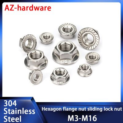 Hexagon Flange Nuts Slip Locking Lock Nut DIN6923 M3-M16 304 Stainless Steel dengan Pad Nut Bolt 5 Buah