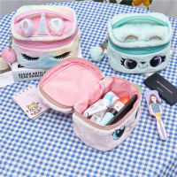 New Outdoor Girl Plush Eyelash Makeup Bag Women Fur Rainbow Cosmetic Bag Toiletries Organizer Storage Pouch Clutch Make up Cases