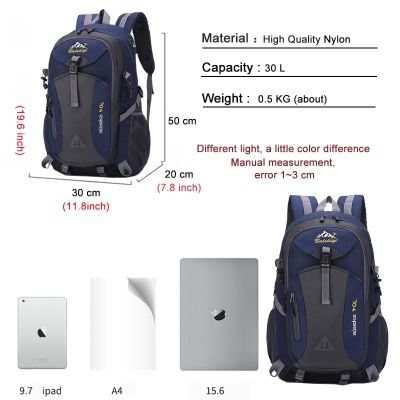 ：“{—— Men Backpack 2022 New Nylon Waterproof Casual Outdoor Travel Backpack Ladies Hiking Camping Mountaineering Bag Youth Sports Bag