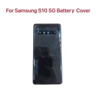 ฝาหลังปลอกหุ้มช่องหลังฝาเคสแบตเตอรี่เหมาะสำหรับ Samsung S10น้ำหนัก5กรัมที่จับกล้องรูปตัวยูฝาหลังปิดโทรศัพท์ G977พร้อมโลโก้