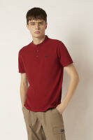 ESP เสื้อโปโลคอจีนลายเฟรนช์ชี่ ผู้ชาย สีแดง | Stand Collar Frenchie Polo Shirt | 3697