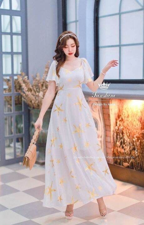 Jisoo (329) พร้อมส่ง S-4Xl Maxi Dress แม็กซี่เดรส เดรส เดรสยาว เดรสสีขาว  เดรสสีดำ เดรสพิมพ์ลาย เดรสลายปลาดาว เดรสออกงาน เดรสสาวอวบ เดรสทรงเจ้าหญิง |  Lazada.Co.Th