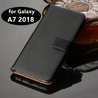 ✆✹✷ Premium skórzane etui z klapką portfel etui ochronne do Samsung Galaxy A7 2018 A750F A750G A750FN 6.0 cali GG