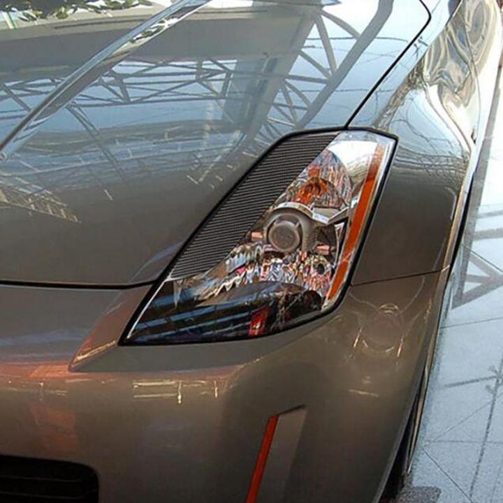 black-carbon-fiber-headlight-eyelids-covers-for-2003-2008-nissan-350z-fairlady-z-z33-pack-of-2