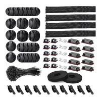 152 Pcs Cord Organizer Kit  Include Self Adhesive Clips  Cable Sleeves Management Clips Cable Management