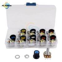 10 Sets Knurled Shaft 3 Pin Linear Taper Rotary Potentiometer WH148 10K Ohm Single Turn Carbon Film Variable Resistor