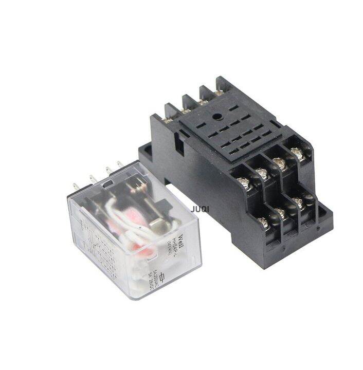 รีเลย์แม่เหล็กไฟฟ้าขนาดเล็ก-ac-12v-24v-36v-48v-110v-220v-380v-คอยล์4no-ราง-din-14พิน-my4nj-ใหม่-hh54pl-1ชุด