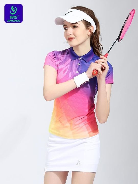 jingmai-เสื้อผ้าเทนนิสแขนสั้นของผู้หญิง-เสื้อผ้ากีฬาชุดกีฬาแบดมินตันแห้งเร็วใหม่ฤดูใบไม้ผลิและฤดูร้อน2023