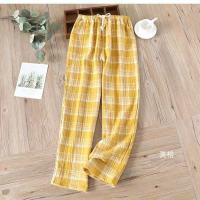 Sleep Bottoms Women Plaid Cotton Comfortable Breathable Couples Korean Style Loose Home Thin Pajama Pants Sleepwear Plus Size