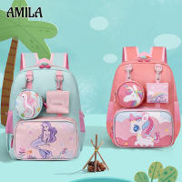 กระเป๋านักเรียนอนุบาลเด็ก AMILA การ์ตูนกระเป๋าเป้สะพายหลังขนาดใหญ่ Tas Ransel Anak SD