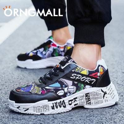 แฟชั่นผ้าดอกไม้รองเท้ากีฬาสำหรับผู้ชาย ORNGMALL รองเท้าวิ่งกีฬารองเท้าวิ่งที่มีน้ำหนักเบากลางแจ้ง