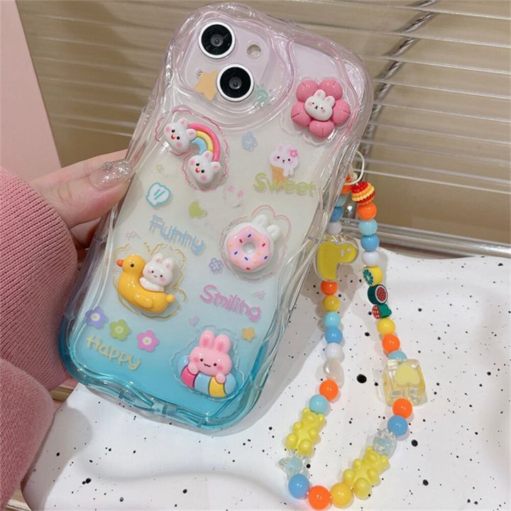 korean-cute-3d-rabbit-flower-with-fruit-chain-lanyard-soft-phone-case-for-iphone-14pro-max-12-pro-13-11-xr-clear-candy-cover