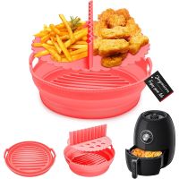 【hot】▥ Air Fryer Silicone Pot Oven Baking Pizza Tray Household Reusable Round Fried Basket Grill Pan Accessories !