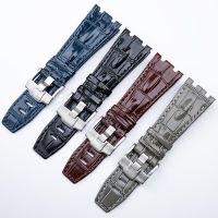 ♤☑✌ Genuine Leather watch Strap For AP 15703 Royal Oak Offshore Series 28mm Black Brown Blue Watchbands accessories men