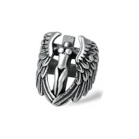 Classic Men Rings Angel Wing Cross Designer Resizable Opening Retro Woman Rings Party Anniversary Personalized Accessory