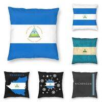 Nicaragua Flag Stickers Cushion Cover 40x40 Home Decor Printing Proud Patriotic Throw Pillow Case for Car Double Side Cushion Cover