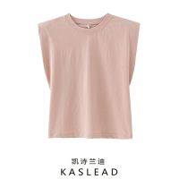 KASLEAD new womens wear sleeveless T-shirt vest show thin shoulder pads are European and American wind easing joker coat ❤