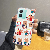 เคสโทรศัพท์แบบใสหมีน่ารักสำหรับ VIVOY36 4G 5G 2023รูปการ์ตูนซิลิโคนนิ่ม Y36 Y27 Y78 Y77 Y73 Y02T Y02A Y02 Y02S Y35 Y16 Y21S Y21A Y76 Y30 Y75 5G Y01 Y33S Y15A 5G Y33T Y22S ฝาหลัง Y15S Vivo Y27 4G