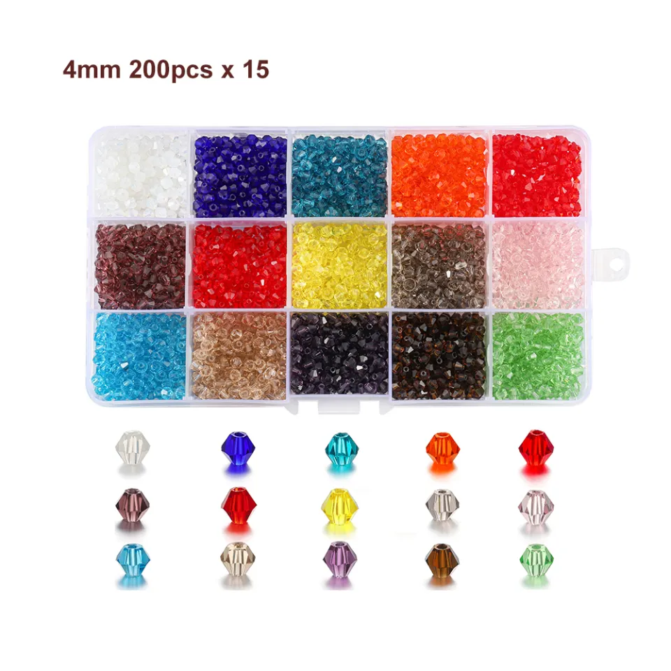 4mm Glass Bicone Beads Kits Jewelry Beads Loose Spacer beads Fit Jewelry  Making DIY Bracelet Necklace