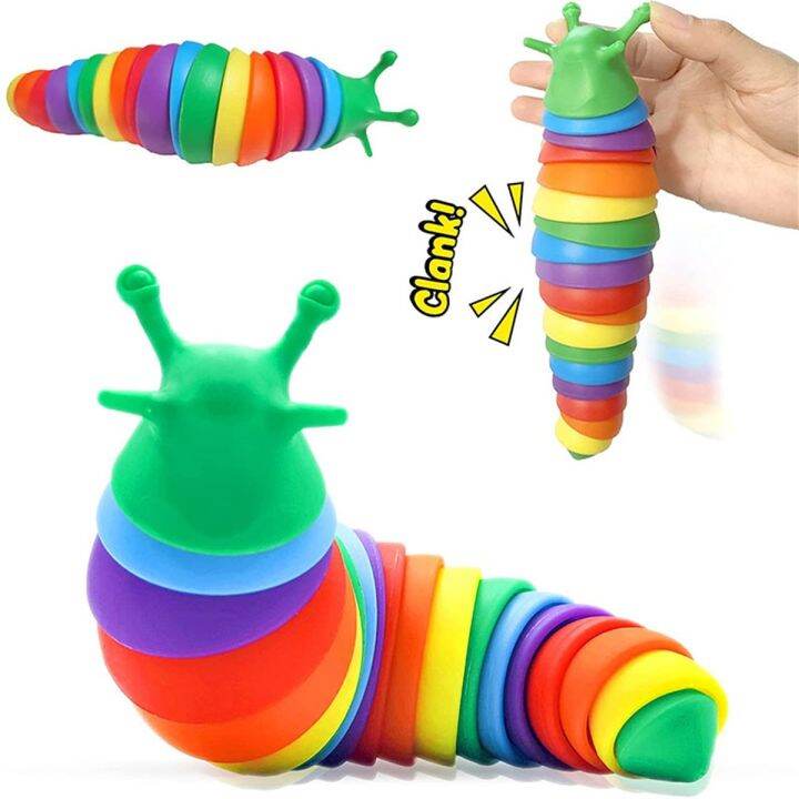 squishy toy stress ball squishy Rainbow 3D Slug Fidget Toy Squishy Stim