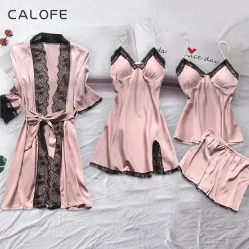 Women Sexy Sleepwear Lace Silk Satin Night Dress Sleeveless Nighties V-neck  Nightgown Plus Size Nightwear 