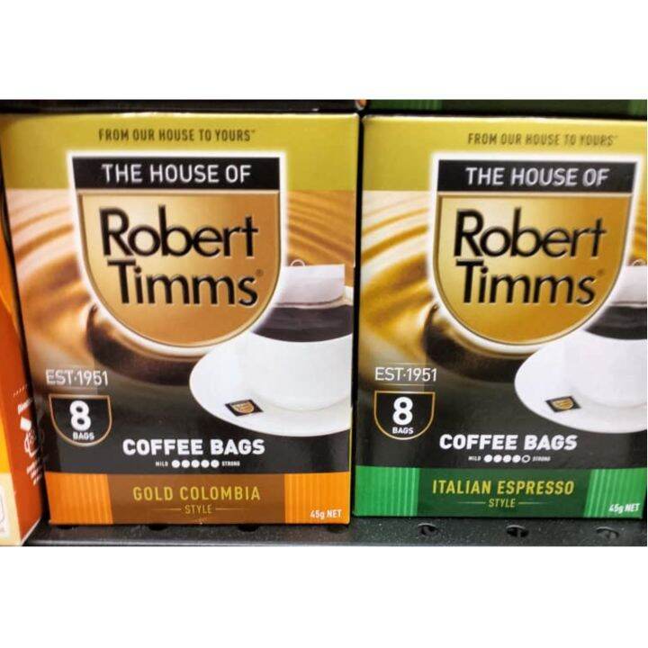 The House of Robert Timms Italian Espresso Style Coffee Bags 8S, 45g