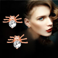 SINLEERY Classic Rose Gold Silver Color Earrings Cubic Zircon Spider Stud Earrings เครื่องประดับสำหรับผู้หญิง ES789